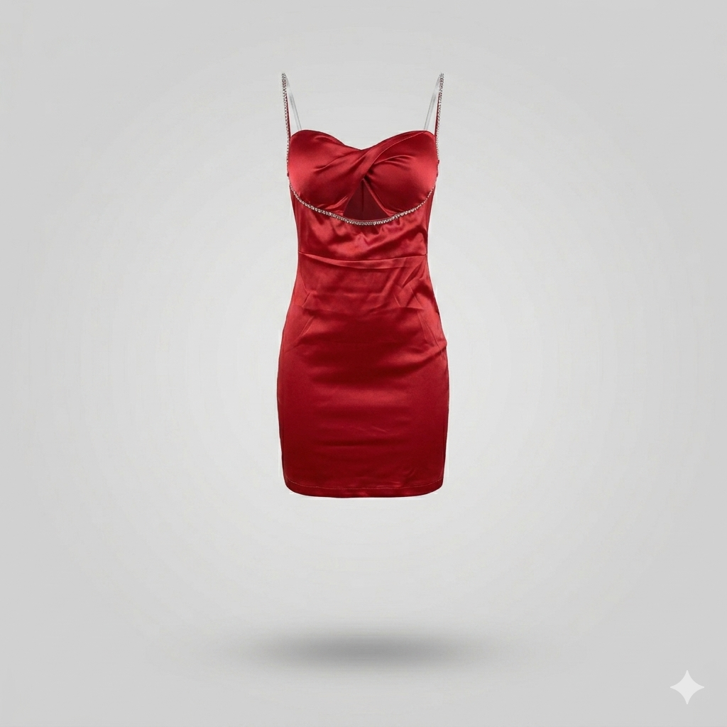 Vestido Corto Azul Real con Detalles de Pedrería