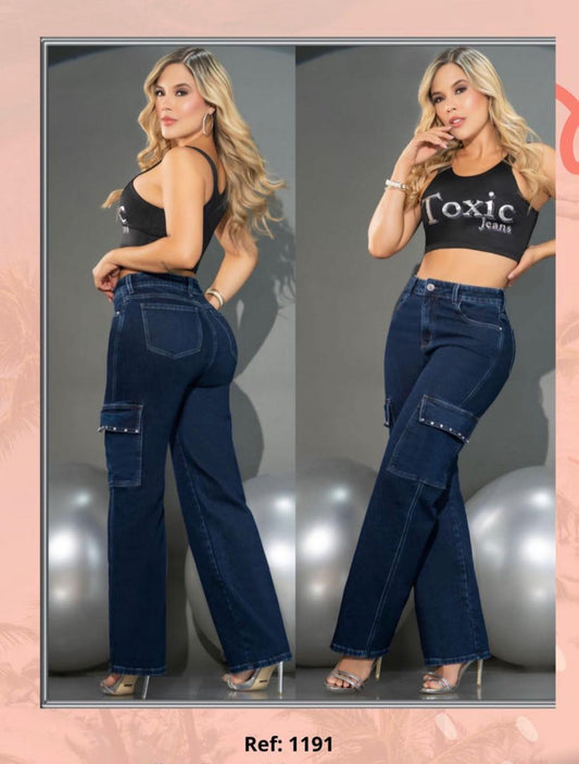 Jeans colombiano Ancho con bolsillos